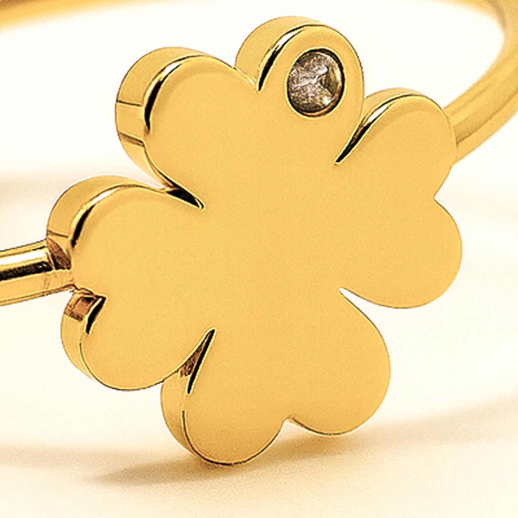 Creatrice di Sogni – Anello “Quadrifoglio” in Acciaio 316L regolabile, anallergico e non annerisce – Silver o Gold | In promozione