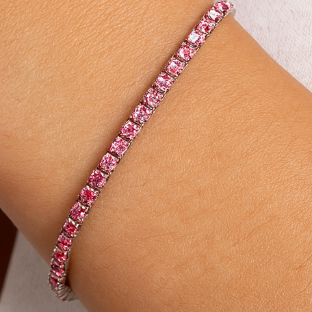 Bracciale Tennis Rosa in Acciaio 316L con zirconi Luminosi | Eleganza e Raffinatezza | Spedizione Gratis