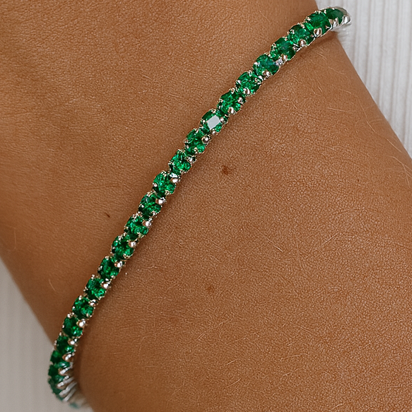 Bracciale Tennis Verde in Acciaio 316L con Zirconi Luminosi  | Eleganza e Resistenza in Ogni Dettaglio