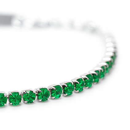 Bracciale Tennis Verde in Acciaio 316L con Zirconi Luminosi  | Eleganza e Resistenza in Ogni Dettaglio