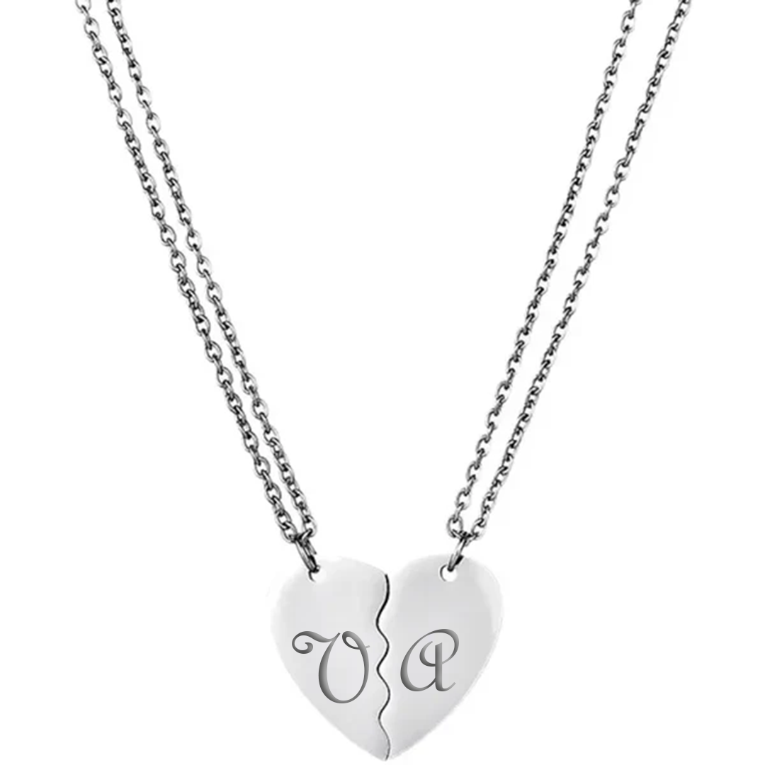 Collana con Ciondolo Doppio Cuore Calamitato – Personalizzabile con Nome Frase o iniziale