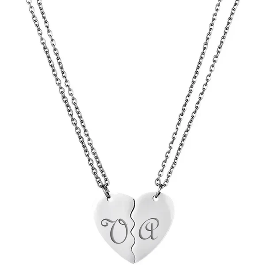 Collana con Ciondolo Doppio Cuore Calamitato – Personalizzabile con Nome Frase o iniziale