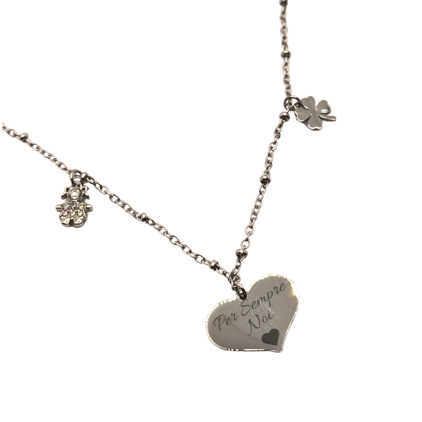 Collana Cuore con Ciondoli Portafortuna – Eleganza e Significato