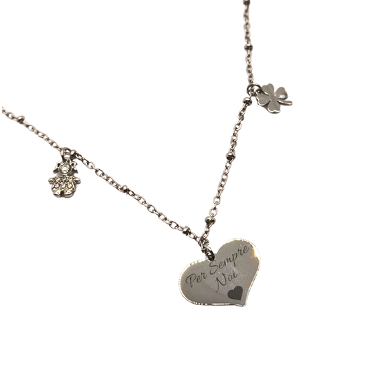 Collana Cuore con Ciondoli Portafortuna – Eleganza e Significato