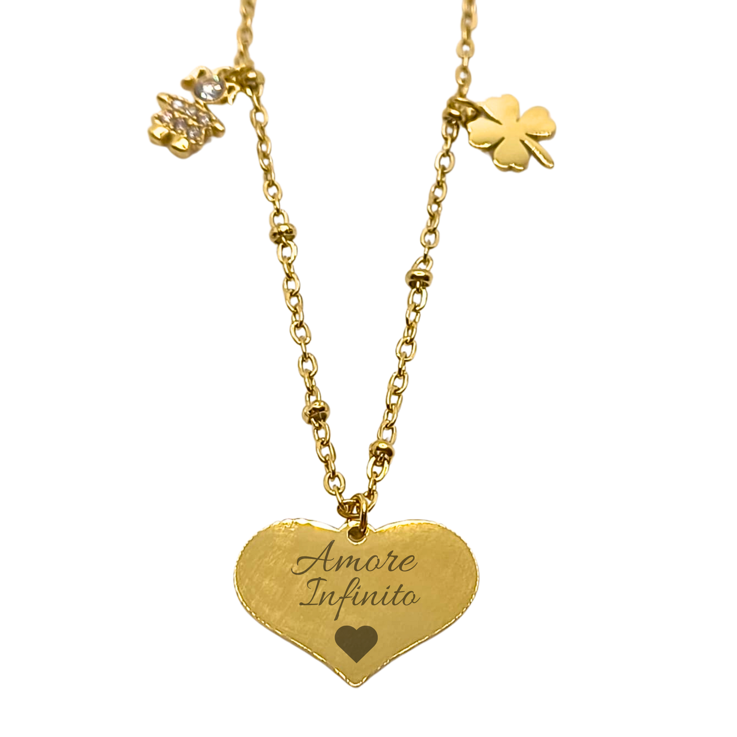 Collana Cuore con Ciondoli Portafortuna – Eleganza e Significato