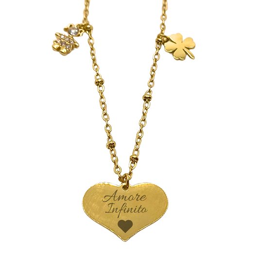 Collana Cuore con Ciondoli Portafortuna – Eleganza e Significato