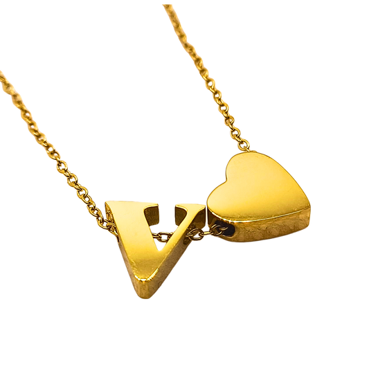 Collana con Doppio Ciondolo – Cuore e Lettere Personalizzate