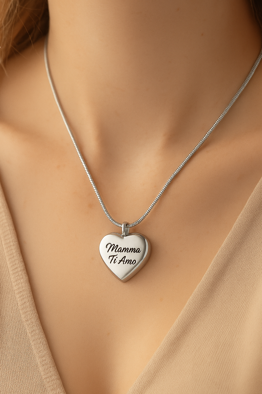 Collana “Custode d’Amore” – Cuore Argento con Incisione Personalizzata