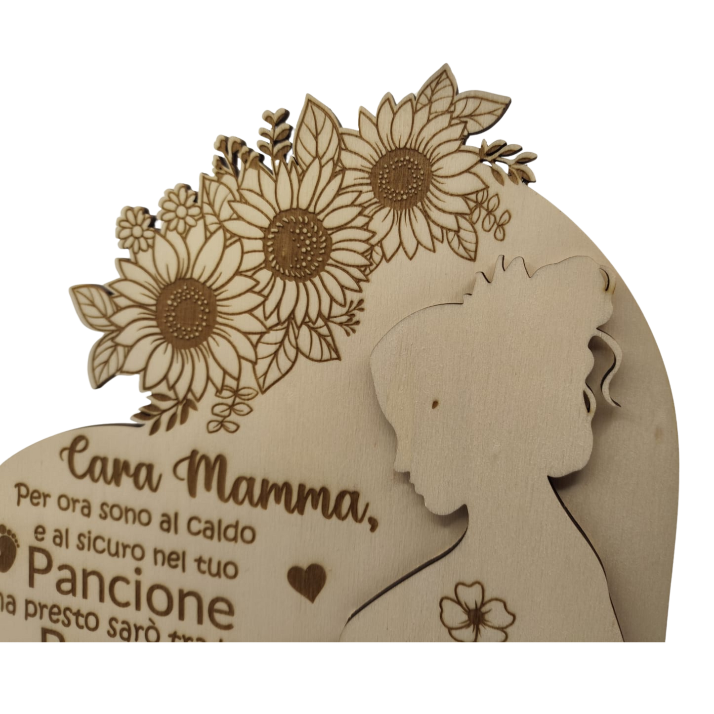 Decorazione in Legno Personalizzata Amore in Attesa – Dedica Speciale per la Mamma in Attesa