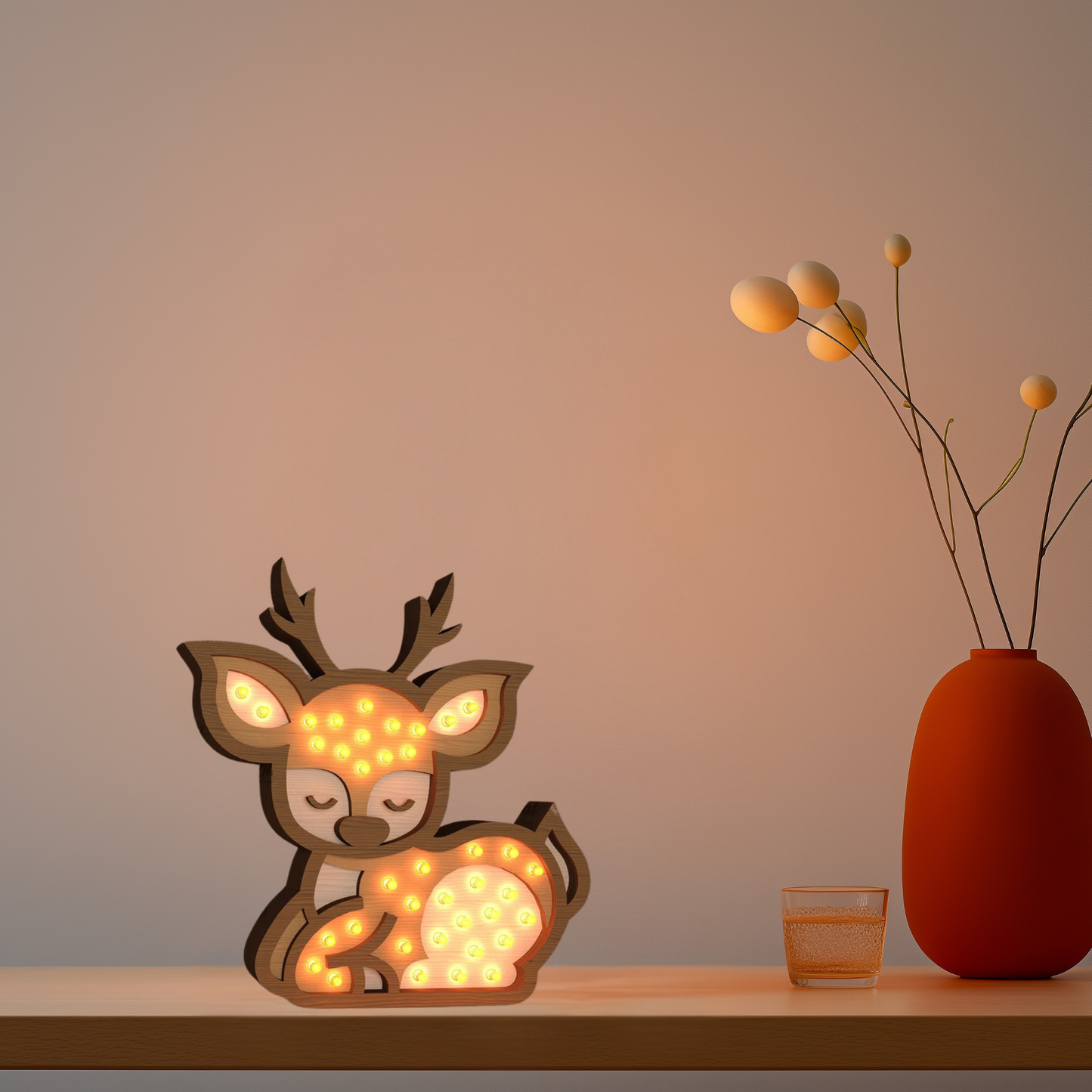 Lampada Notturna in Legno Cerbiatto – Un Tocco di Magia per la Cameretta