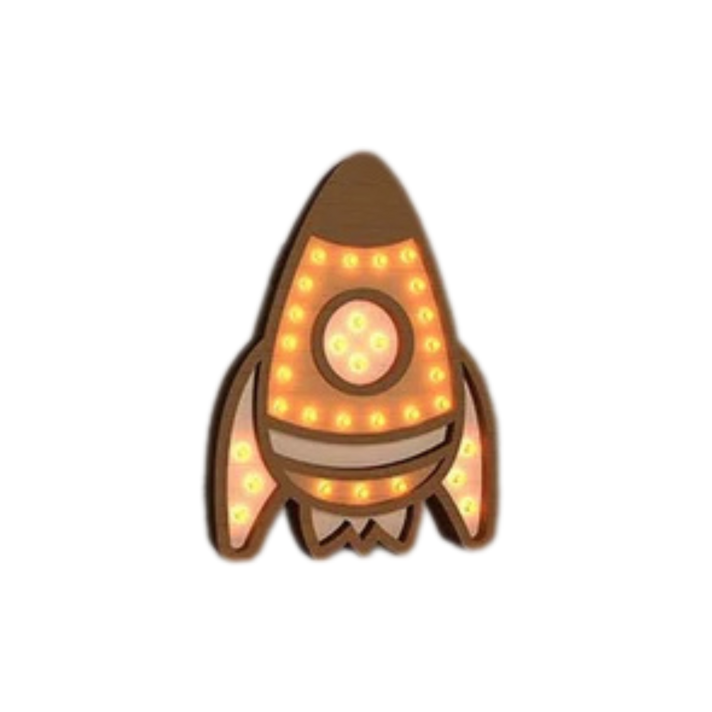 Lampada Notturna in Legno Razzo – Un Tocco di Magia per la Cameretta