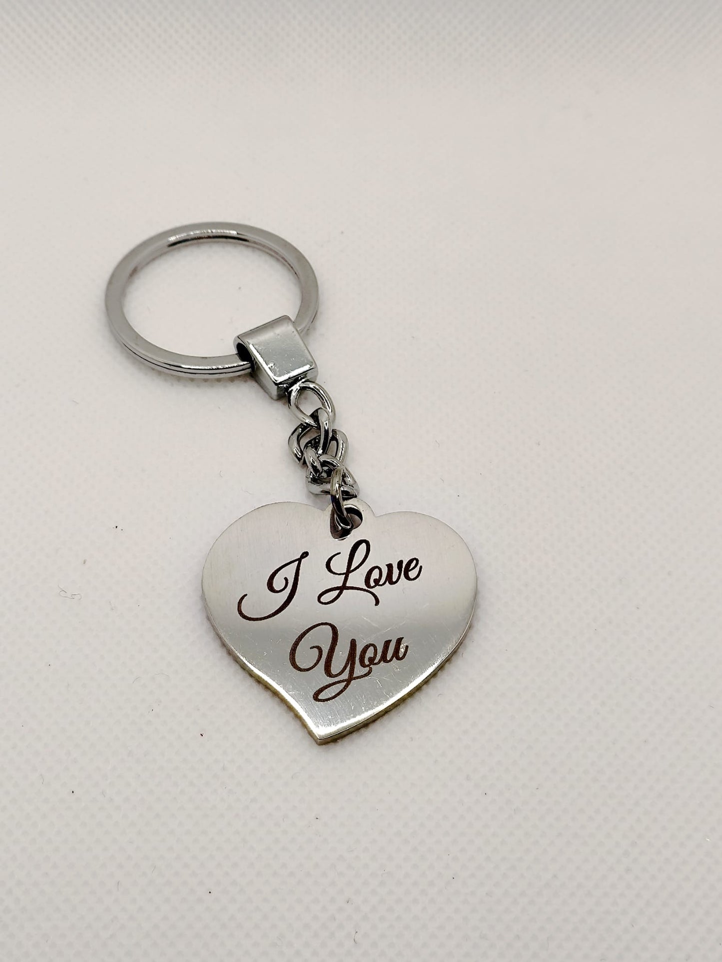 Portachiavi Cuore in Acciaio con Incisione "I Love You" – Idea Regalo San Valentino