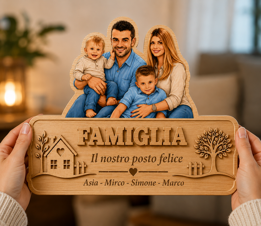 Targa Famiglia Personalizzata in Legno - creatricedisogni – “Il Nostro Posto Felice”
