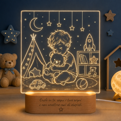 Lampada LED Personalizzata con Disegno e Frase – Regalo Luminoso per Ogni Occasione
