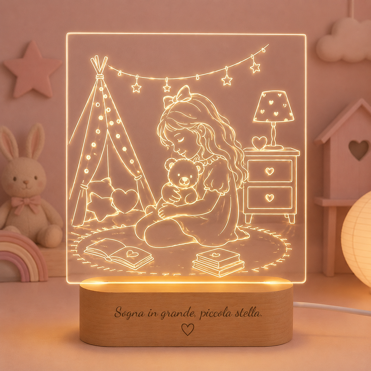Lampada LED Personalizzata con Disegno e Frase – Regalo Luminoso per Ogni Occasione