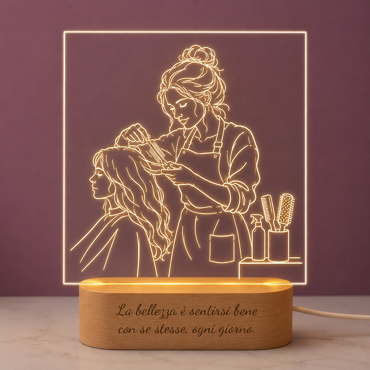 Lampada LED Personalizzata con Disegno e Frase – Regalo Luminoso per Ogni Occasione