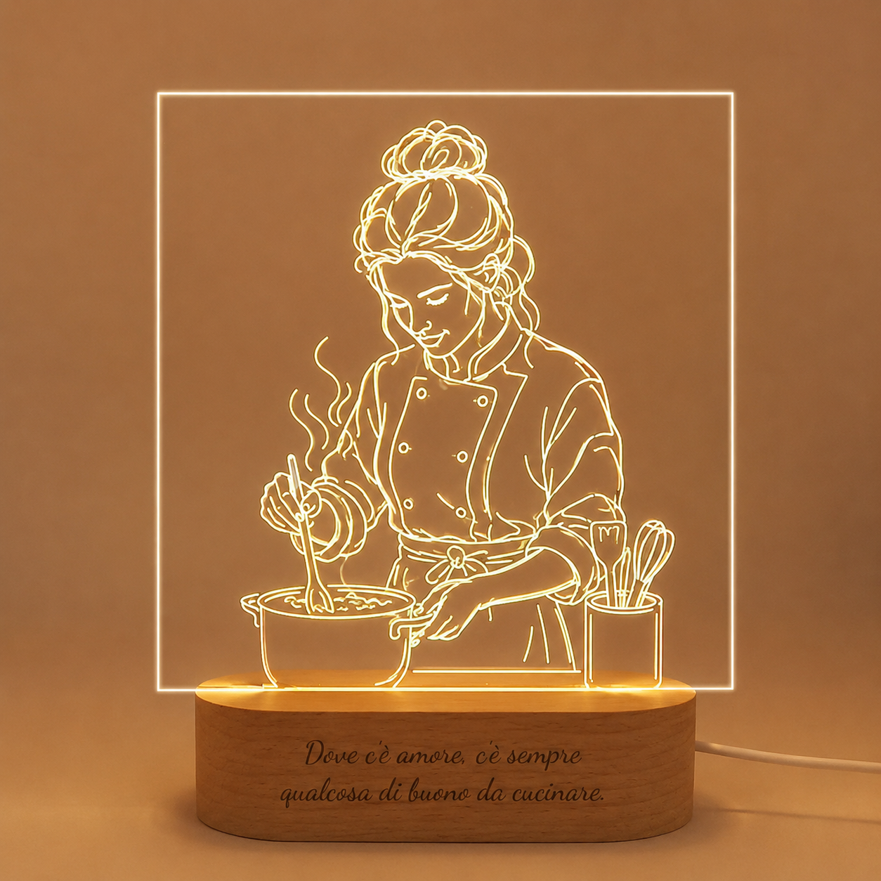 Lampada LED Personalizzata con Disegno e Frase – Regalo Luminoso per Ogni Occasione