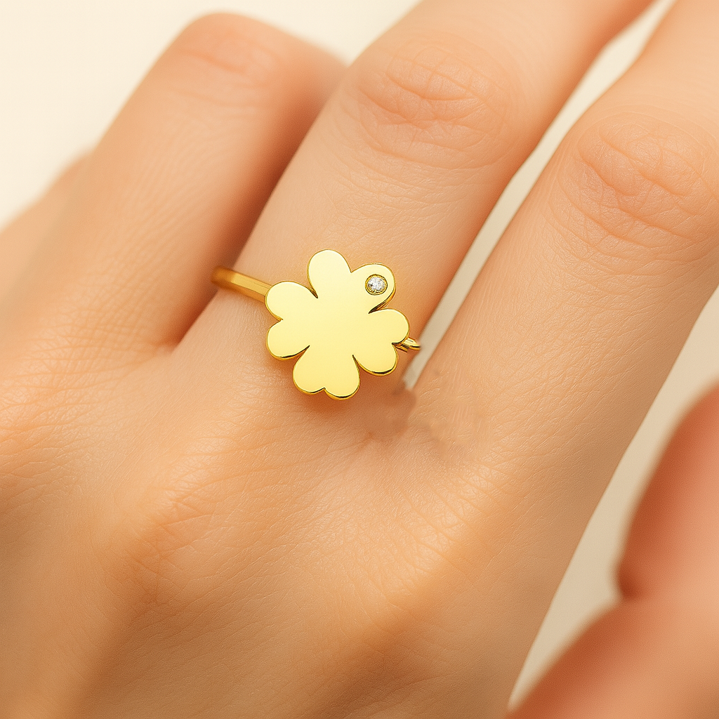 Creatrice di Sogni – Anello “Quadrifoglio” in Acciaio 316L regolabile, anallergico e non annerisce – Silver o Gold | In promozione