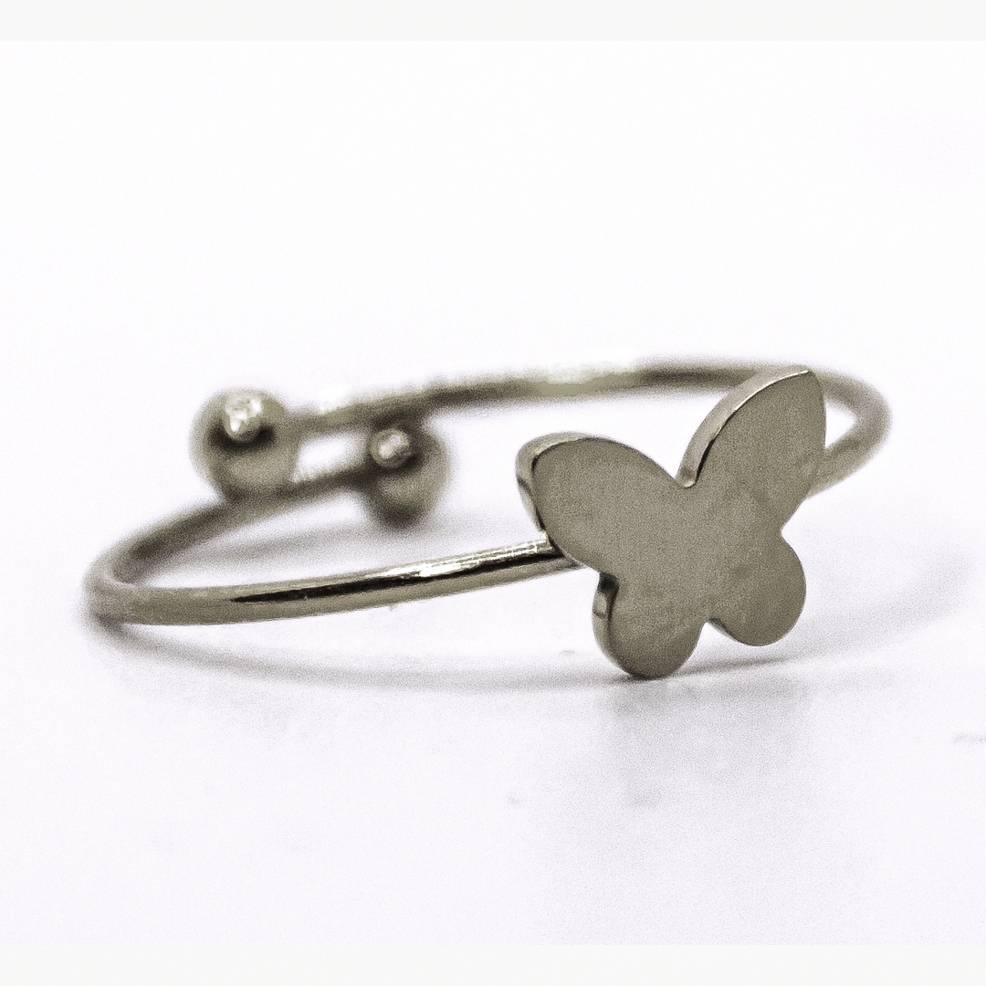 Anello Farfalla in acciaio 316L regolabile – silver o gold – ipoallergenico, in promozione