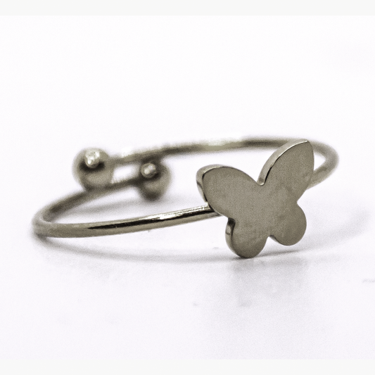 Anello Farfalla in acciaio 316L regolabile – silver o gold – ipoallergenico, in promozione