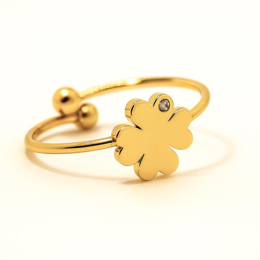Creatrice di Sogni – Anello “Quadrifoglio” in Acciaio 316L regolabile, anallergico e non annerisce – Silver o Gold | In promozione