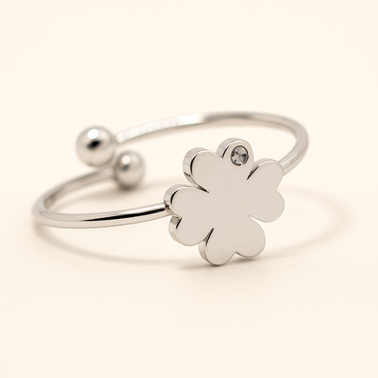 Creatrice di Sogni – Anello “Quadrifoglio” in Acciaio 316L regolabile, anallergico e non annerisce – Silver o Gold | In promozione