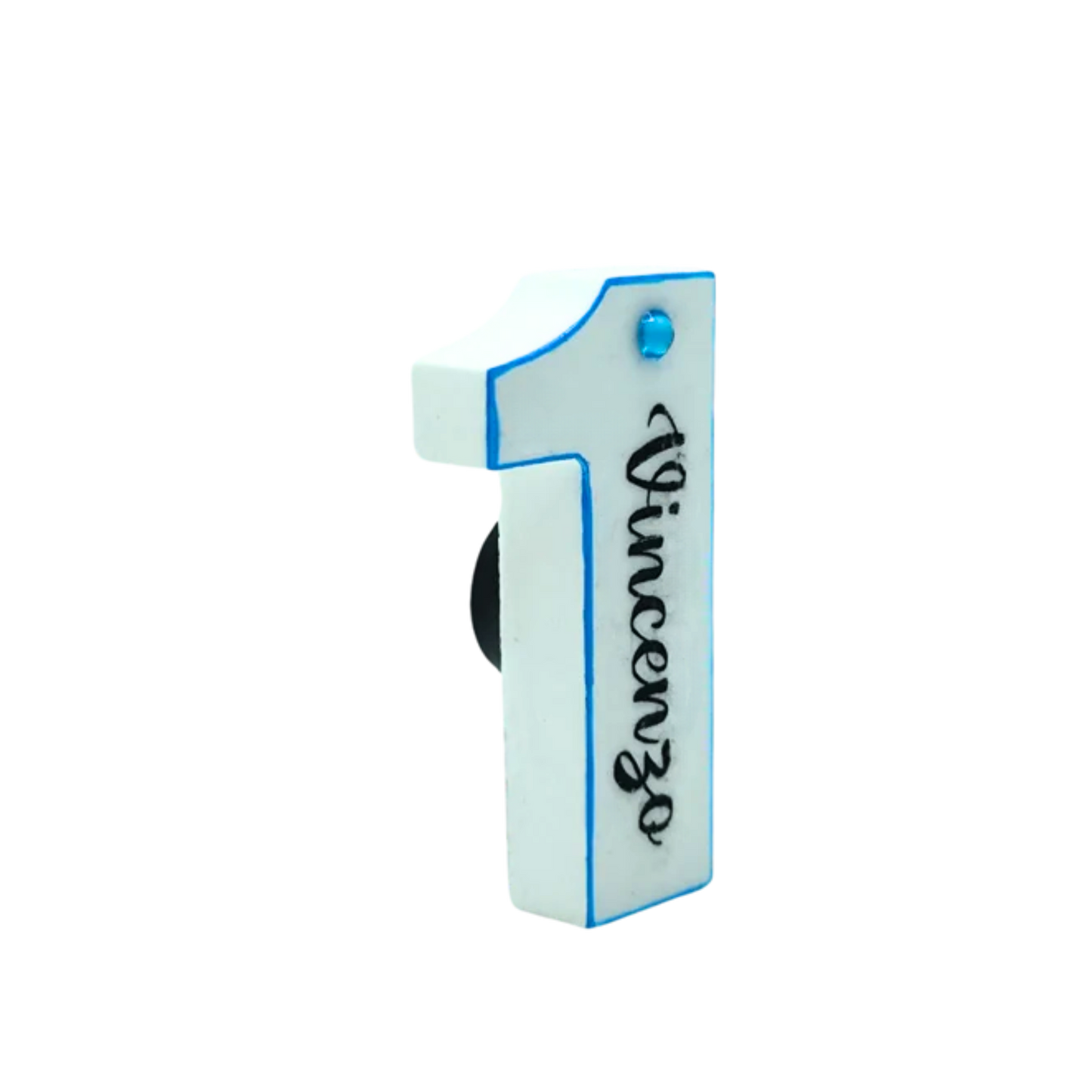 Bomboniera Primo Compleanno – Numero 1 Personalizzato in Simil Ceramica azzurro