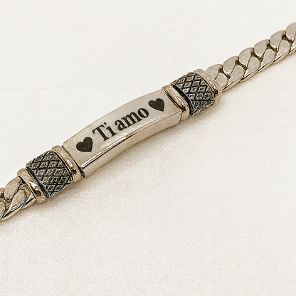 "Legame Infinito" – Bracciale in Acciaio Bicolore Personalizzabile con Incisione