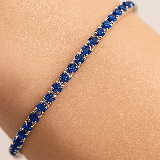 Bracciale Tennis Blu in Acciaio 316L con zirconi luminosi | Spedizione Gratis