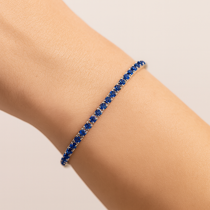 Bracciale Tennis Blu in Acciaio 316L con zirconi luminosi | Spedizione Gratis