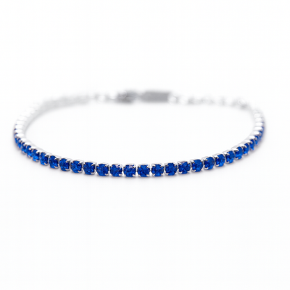 Bracciale Tennis Blu in Acciaio 316L con zirconi luminosi | Spedizione Gratis