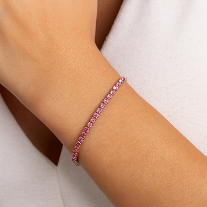 Bracciale Tennis Rosa in Acciaio 316L con zirconi Luminosi | Eleganza e Raffinatezza | Spedizione Gratis
