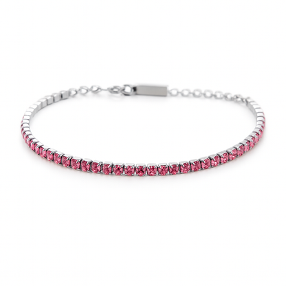 Bracciale Tennis Rosa in Acciaio 316L con zirconi Luminosi | Eleganza e Raffinatezza | Spedizione Gratis