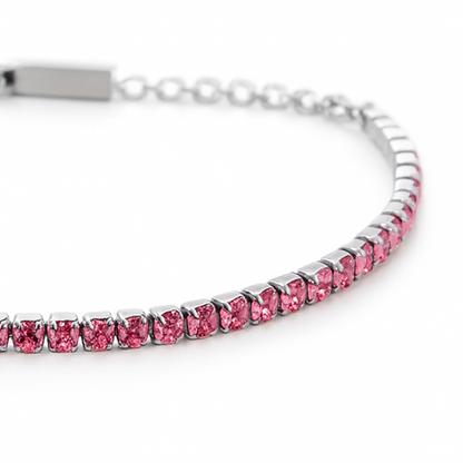 Bracciale Tennis Rosa in Acciaio 316L con zirconi Luminosi | Eleganza e Raffinatezza | Spedizione Gratis