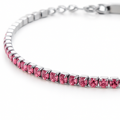 Bracciale Tennis Rosa in Acciaio 316L con zirconi Luminosi | Eleganza e Raffinatezza | Spedizione Gratis