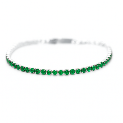 Bracciale Tennis Verde in Acciaio 316L con Zirconi Luminosi  | Eleganza e Resistenza in Ogni Dettaglio
