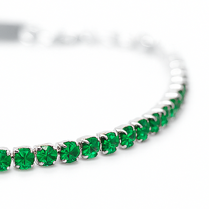 Bracciale Tennis Verde in Acciaio 316L con Zirconi Luminosi  | Eleganza e Resistenza in Ogni Dettaglio