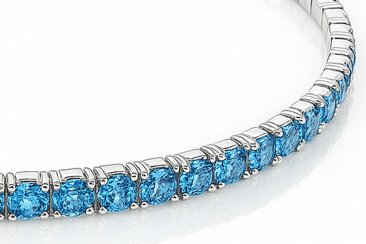 Bracciale tennis azzurro in acciaio 316L con zirconi taglio brillante 3 mm – regolabile 17 cm + 3 cm