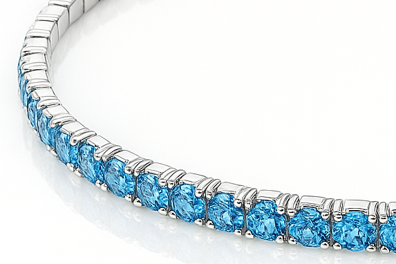 Bracciale tennis azzurro in acciaio 316L con zirconi taglio brillante 3 mm – regolabile 17 cm + 3 cm