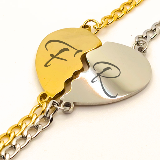 "Cuore Infrangibile" – Bracciali di Coppia in Acciaio Bicolore Personalizzabili