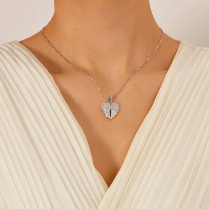 Collana Angelo Mio Personalizzabile – Ciondolo Cuore con Ali di Angelo Incisione di Foto Nome o Frase Oro Argento