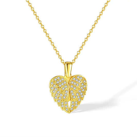 Collana Angelo Mio Personalizzabile – Ciondolo Cuore con Ali di Angelo Incisione di Foto Nome o Frase Oro Argento