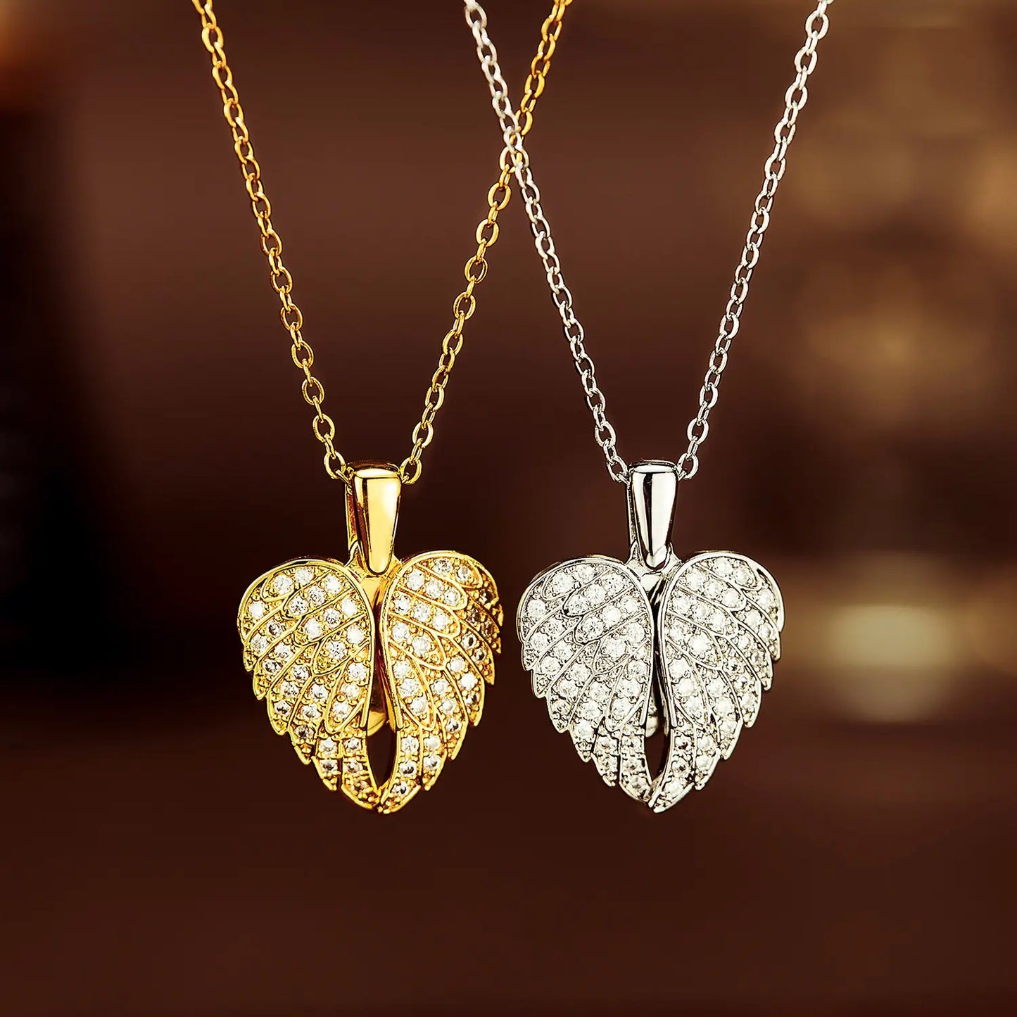 Collana Angelo Mio Personalizzabile – Ciondolo Cuore con Ali di Angelo Incisione di Foto Nome o Frase Oro Argento
