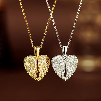 Collana Angelo Mio Personalizzabile – Ciondolo Cuore con Ali di Angelo Incisione di Foto Nome o Frase Oro Argento