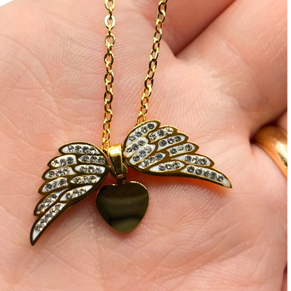Collana Angelo Mio mini con Ciondolo a Forma di Ali – Oro, Argento