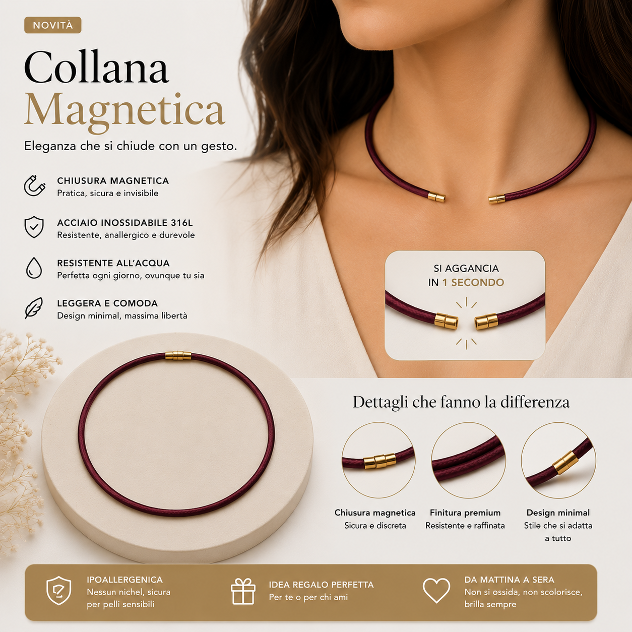 Collana creatricedisogni “Aura Magnetica” – Collana Colorata con Chiusura Magnetica