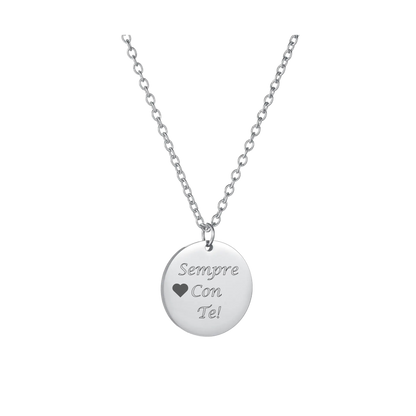 Collana Personalizzata con Pendente Rotondo - Oro e Argento
