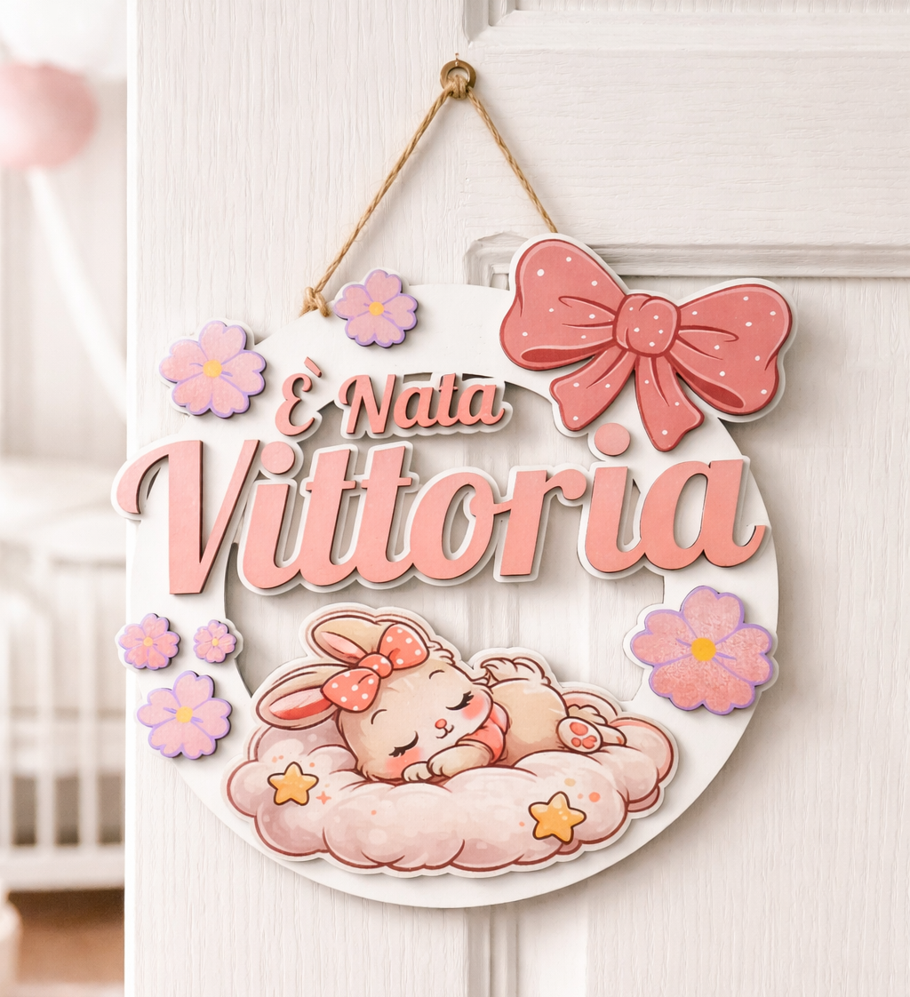 Fuoriporta Nascita in Legno Personalizzato – Un Ricordo che Annuncia una Nuova Vita