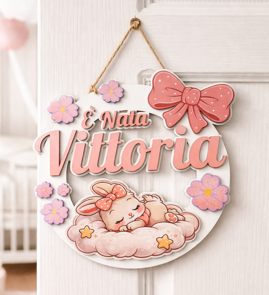 Fuoriporta Nascita in Legno Personalizzato – Un Ricordo che Annuncia una Nuova Vita