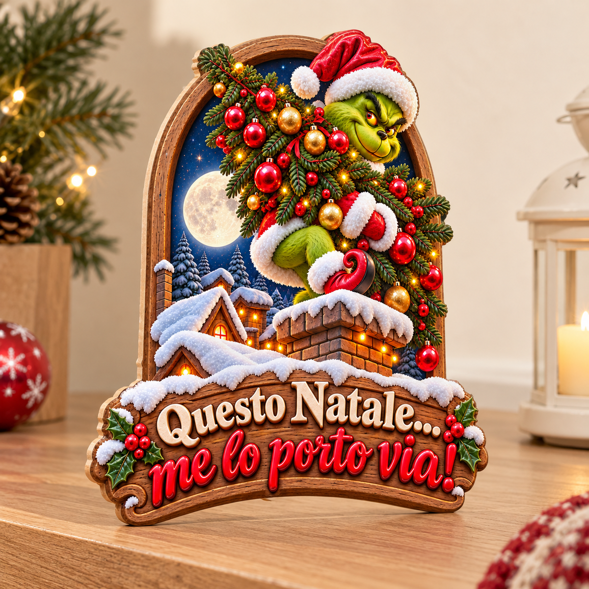 Fuoriporta natalizio «Questo Natale… me lo porto via!», vista laterale